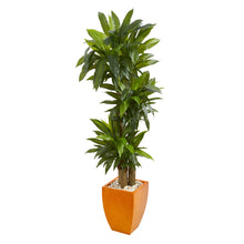 66" Artificial Dracaena Plant in Orange Planter (Real Touch) - Low Maintenance, Life-Like & Vibrant Silk Plants For Busy People.