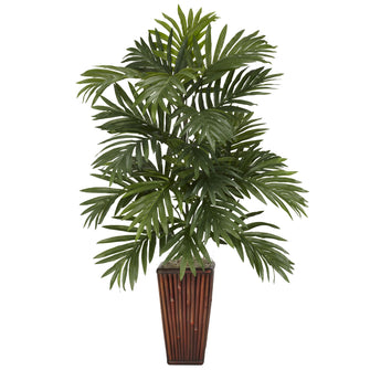 32" Artificial Areca Palm w/Bamboo Vase Silk Plant - Low Maintenance, Life-Like & Vibrant Silk Plants For Busy People.