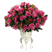 19" Artificial Azalea w/Metal Planter Silk Plant - Low Maintenance, Life-Like & Vibrant Silk Plants For Busy People.