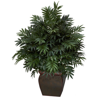 43" Artificial Triple Bamboo Palm w/Decorative Planter - Low Maintenance, Life-Like & Vibrant Silk Plants For Busy People.