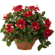 20" Artificial Hibiscus w/Clay Planter - Low Maintenance, Life-Like & Vibrant Silk Plants For Busy People.