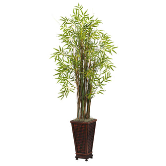 66" Artificial Grass Bamboo Plant w/Decorative Planter - Low Maintenance, Life-Like & Vibrant Silk Plants For Busy People.