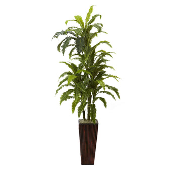 55" Artificial Margarintum w/Bamboo Planter - Low Maintenance, Life-Like & Vibrant Silk Plants For Busy People.