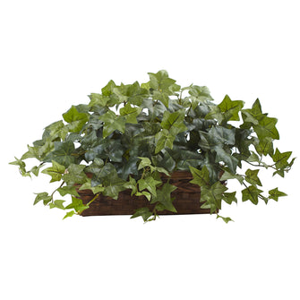 12.5" Artificial Puff Ivy w/Ledge Basket - Low Maintenance, Life-Like & Vibrant Silk Plants For Busy People.