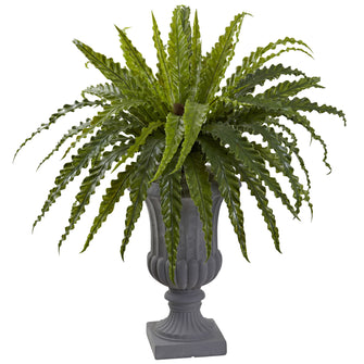 30" Artificial Birdsnest Fern with Urn - Low Maintenance, Life-Like & Vibrant Silk Plants For Busy People.