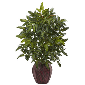 33" Artificial Bracken Fern with Decorative Planter - Low Maintenance, Life-Like & Vibrant Silk Plants For Busy People.