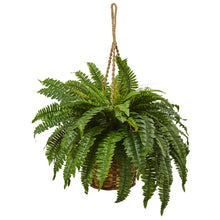 14" Artificial Boston Fern Hanging Basket - Low Maintenance, Life-Like & Vibrant Silk Plants For Busy People.