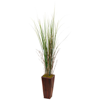 54" Artificial Bamboo Grass in Bamboo Planter - Low Maintenance, Life-Like & Vibrant Silk Plants For Busy People.
