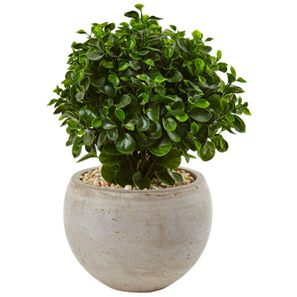 24" Artificial Eucalyptus in Sand Colored Bowl UV Resistant (Indoor/Outdoor) - Low Maintenance, Life-Like & Vibrant Silk Plants For Busy People.