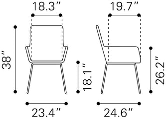2 x Lyon Dining Chairs - A Noteworthy Addition To Dinning Or Accent Feature, Ships In 24 HRS.