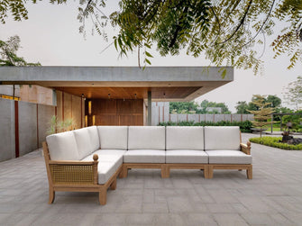 Sink Into This 6-Piece Sectional in Teak That Radiates Quality, Deep Seats Rests Your Mind & Body.
