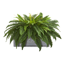 30"Artificial Boston Fern Plant in Stone Planter - Low Maintenance, Life-Like & Vibrant Silk Plants For Busy People.