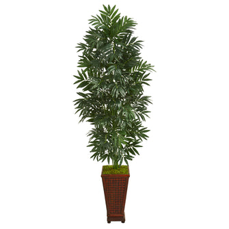 5.5' Bamboo Palm Artificial Plant in Decorative Planter - Low Maintenance, Life-Like & Vibrant Silk Plants For Busy People.