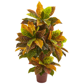 39" Artificial Croton Plant (Real Touch) - Low Maintenance, Life-Like & Vibrant Silk Plants For Busy People.