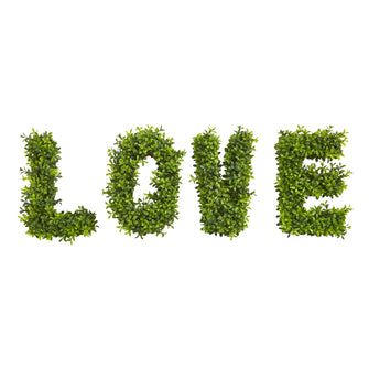 12" x 7" "LOVE" Boxwood Artificial Wall Decoration (Indoor/Outdoor) - Low Maintenance, Life-Like & Vibrant Silk Plants For Busy People.