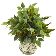 13" Artificial Ficus, Fittonia & Berries in Floral Vase - Low Maintenance, Life-Like & Vibrant Silk Plants For Busy People.