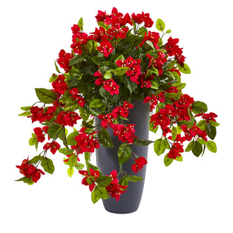 26" Artificial Bougainvillea Plant in Planter UV Resistant (Indoor/Outdoor) - Low Maintenance, Life-Like & Vibrant Silk Plants For Busy People.