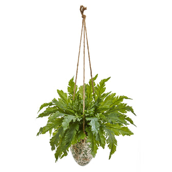 29" Fern Artificial Plant in Hanging Vase - Low Maintenance, Life-Like & Vibrant Silk Plants For Busy People.