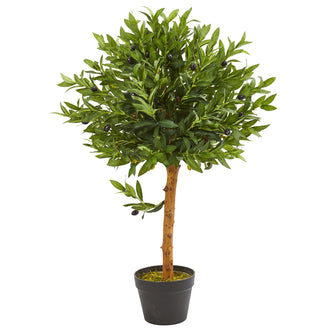 34" Artificial Olive Topiary Tree UV Resistant (Indoor/Outdoor) - Low Maintenance, Life-Like & Vibrant Silk Trees For Busy People.