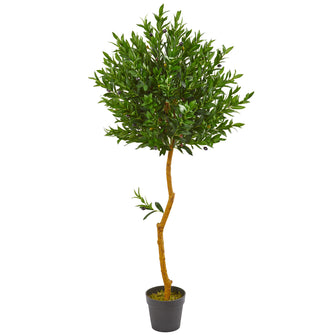 58" Artificial Olive Topiary Tree UV Resistant (Indoor/Outdoor) - Low Maintenance, Life-Like & Vibrant Silk Trees For Busy People.