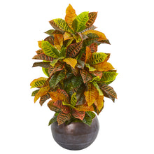 37" Artificial Croton Plant in Metal Bowl (Real Touch) - Low Maintenance, Life-Like & Vibrant Silk Plants For Busy People.