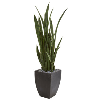 54" Artificial Sansevieria Plant in Black Planter - Low Maintenance, Life-Like & Vibrant Silk Plants For Busy People.