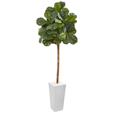 75" Artificial Fiddle Leaf Fig Tree in White Planter - Low Maintenance, Life-Like & Vibrant Silk Trees For Busy People.
