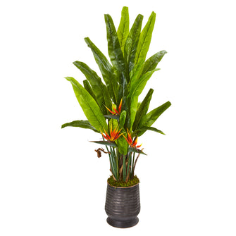 62" Artificial Bird of Paradise Plant in Decorative Planter - Low Maintenance, Life-Like & Vibrant Silk Plants For Busy People.