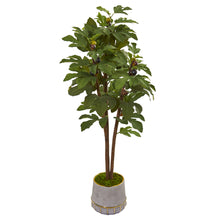 47" Artificial Fig Tree in Stoneware Vase with Gold Trimming - Low Maintenance, Life-Like & Vibrant Silk Trees For Busy People.