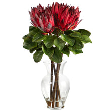 23" Artificial King Protea Flowers in Glass Vase - Low Maintenance, Life-Like & Vibrant Silk Flowers For Busy People.