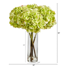 18" Artificial Hydrangea Arrangement in Glass Vase, Low Maintenance, Life-Like & Vibrant Silk Flowers For Busy People.