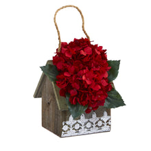 10" Artificial Hydrangea Arrangement in Hangable House Planter, Low Maintenance, Life-Like & Vibrant Silk Flowers For Busy People .