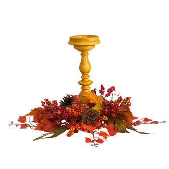 15" Artificial Harvest Fall Candelabrum Arrangement - Low Maintenance, Life-Like & Vibrant Silk Flowers For Busy People.
