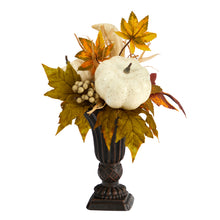 13" Artificial Autumn Pumpkin & Berries Arrangement in Decorative Urn - Low Maintenance, Life-Like & Vibrant Plants For Busy People.