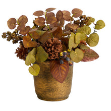12" Artificial Eucalyptus, Pinecones and Berries Autumn Arrangement in Decorative Vase, Low Maintenance, Life-Like & Vibrant Silk Flowers For Busy People.