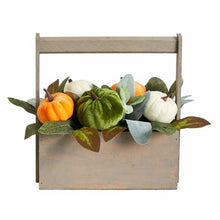8" Artificial Pumpkin Autumn Arrangement in Wood Basket, Low Maintenance, Life-Like & Vibrant Silk Plants For Busy People