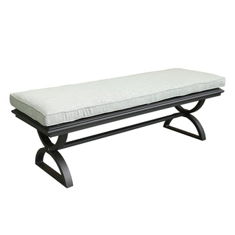 Aluminum Dining Bench That Seats 2/3 - Remains Rust Free With UV Repellent Powder Coat Finish, Includes All-Weather Cushions.
