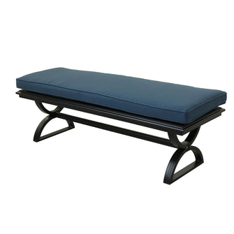 Aluminum Dining Bench That Seats 2/3 - Remains Rust Free With UV Repellent Powder Coat Finish, Includes All-Weather Cushions.
