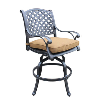 Cast Aluminum Bar Stool, Includes All Weather Cushion & Delivered Free.