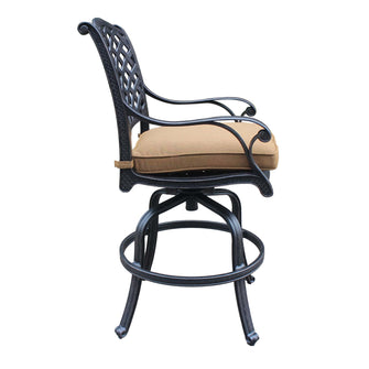 Cast Aluminum Bar Stool, Includes All Weather Cushion & Delivered Free.