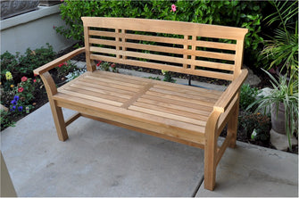 Sakura 2-seater Bench, 35 H x 56.5 W x 23 L, Crafted In Solid Teak, Arrives In 5-9 Working Days Fully Assembled, Delivered Free.