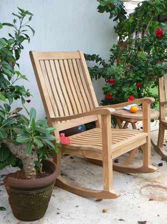 Del-Amo Rocking Armchair In Teak, 43 H x 26 W x 35 D, Delivered Free, Arrives in 5-9 Working Days For Easy Assembly.