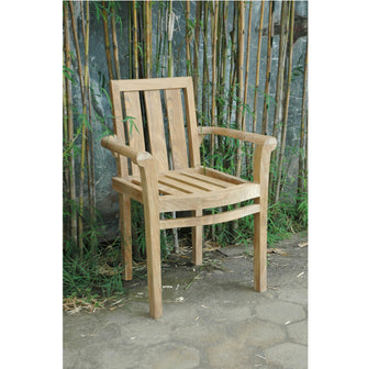 4-Piece Teak Stackable Armchair, 34 H x 25 W x 21 D, Delivered Free, Arrives in 5-9 Working Days Fully Assembled.