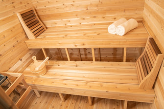 Dundalk CT Luna Sauna, Seats 2 - 4 People. Hand Made In Canada From White Cedar & Delivered Free.