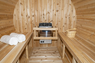 Dundalk CT Serenity Barrel Sauna, Hand Made In Canada From White Cedar & Delivered Free.
