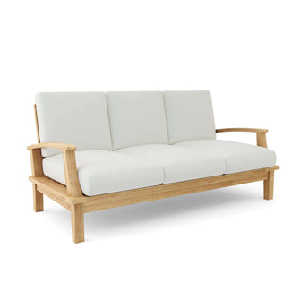 Sink Into This Brianna Deep Seating Sofa + Cushions, 32 H x 71 W x 27 L, Masterfully Crafter From Solid Teak, Can Last Generations.