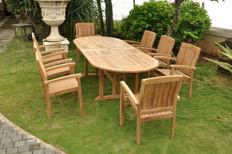 Sahara 9-Piece Oval Dining Set, Seats 8-10 People, Stackable Chairs, Arrives Free In 5-9 Working Days.