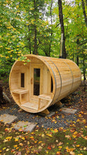 Dundalk CT Tranquility Barrel Sauna, Seats 6 - 8 People, Crafted In Canada From White Cedar