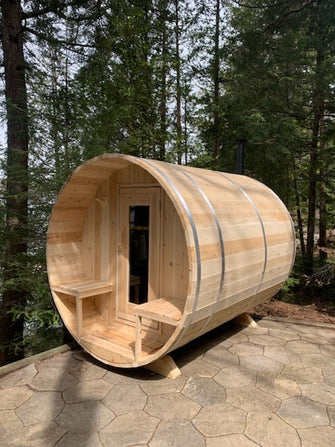 Dundalk CT Serenity Barrel Sauna, Hand Made In Canada From White Cedar & Delivered Free.