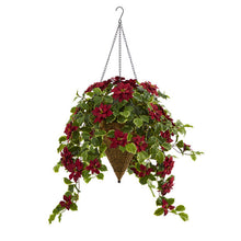 3.5퀁Íí€äó_í‰äóÁí€äó_퉌¢ Poinsettia and Variegated Holly Artificial Plant in Hanging Cone Basket (Real Touch)